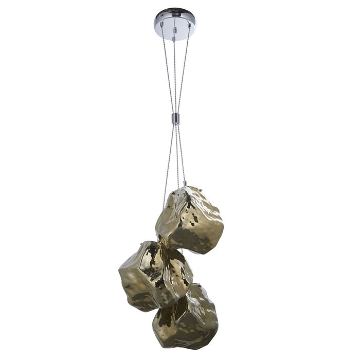 Rock - Bronze Glass and Chrome 3 Light Pendant Light