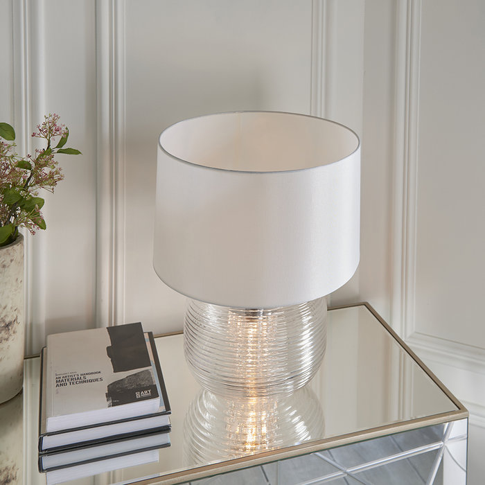 Westcombe - Glass Base 2 Light Table Lamp with Ivory Shade