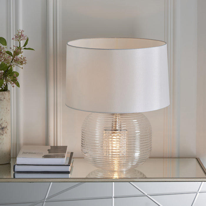 Westcombe - Glass Base 2 Light Table Lamp with Ivory Shade