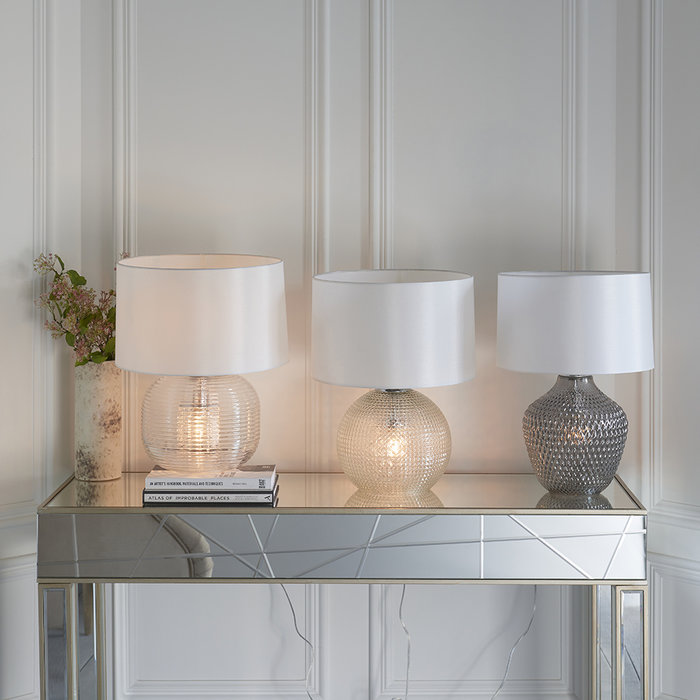 Westcombe - Glass Base 2 Light Table Lamp with Ivory Shade