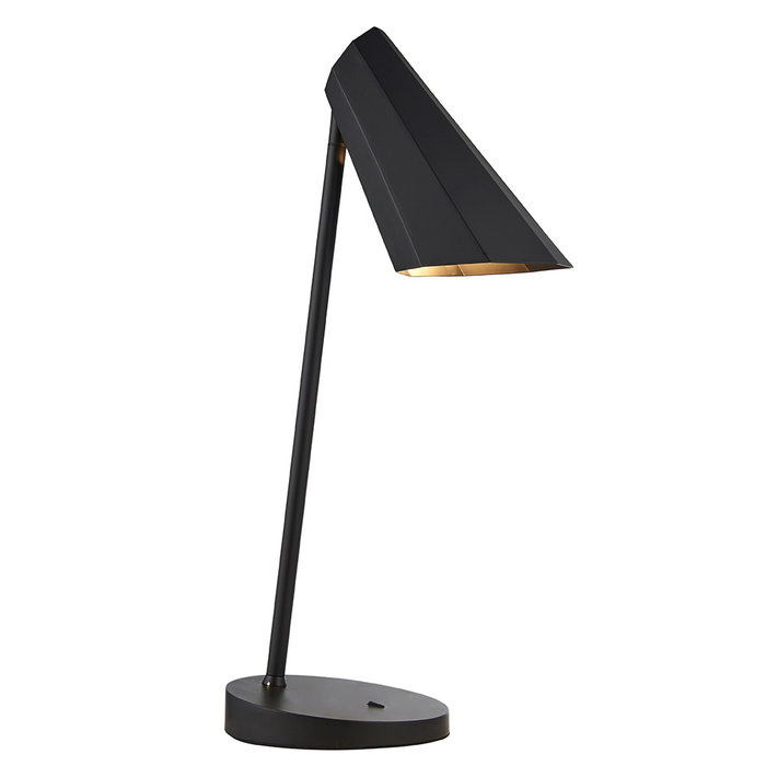 Eskdale - Rectangle Antique Brass Table Lamp with Black Shade