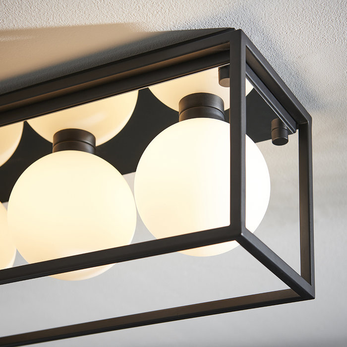 Leeman - Black 3 Light Linear Bathroom Ceiling Light