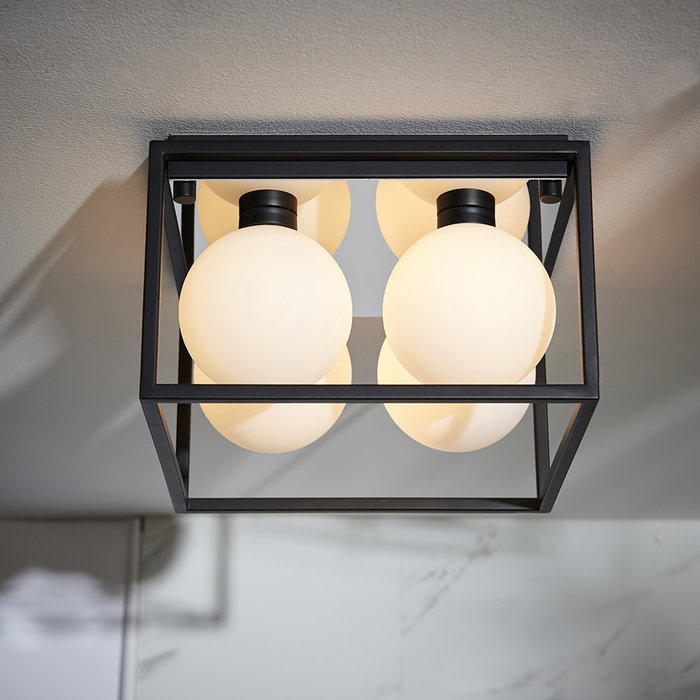 Leeman - Black Square Frame Bathroom Ceiling Light