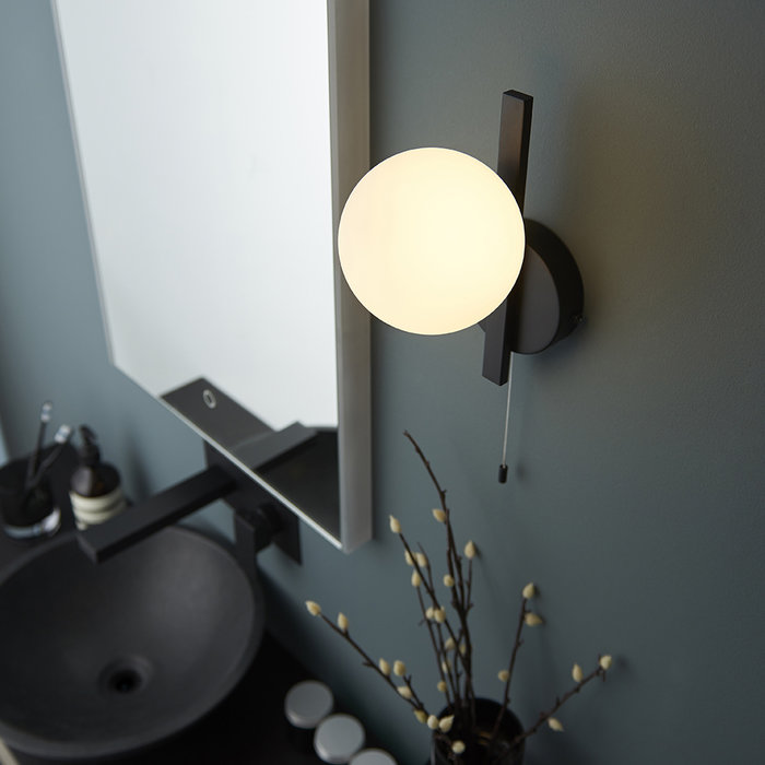 Cowling - Black and Opal Bathroom Wall Light