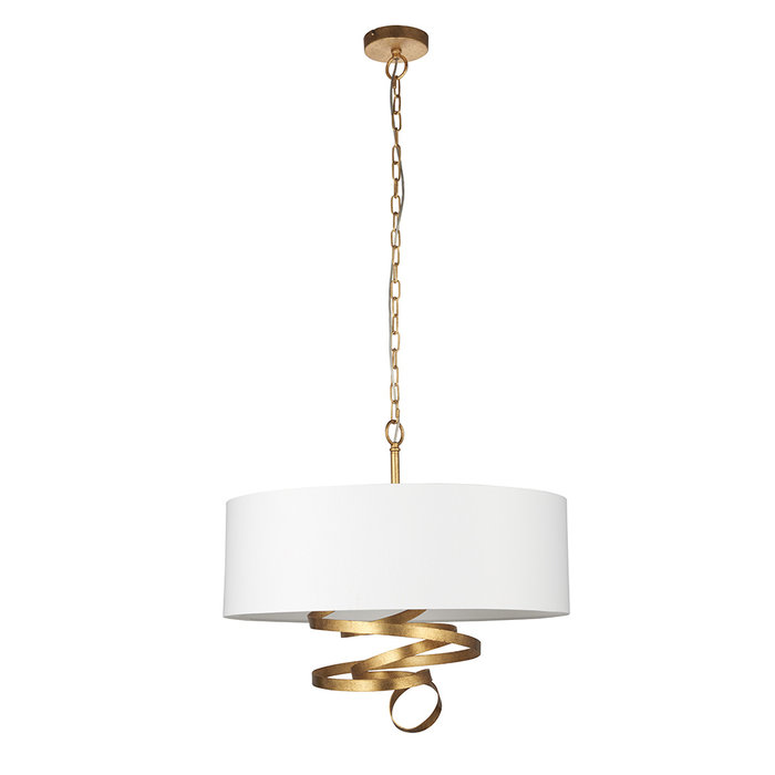 Murton - Gold Ribbon Pendant Light with Ivory Shade