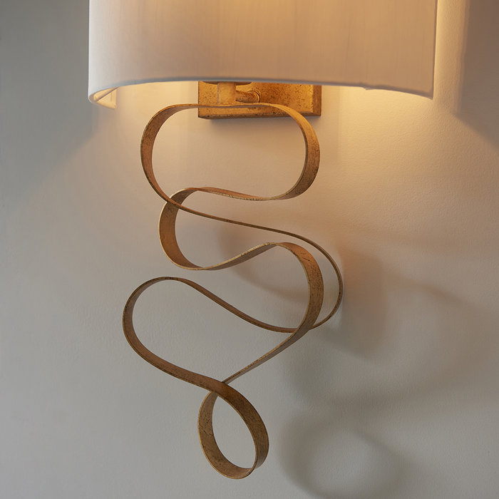 Murton - Gold Ribbon LED Wall Light with Ivory Shade