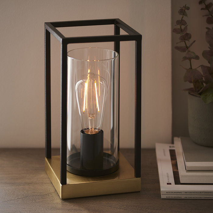 Hawnby - Industrial Geometric Table Lamp with Glass Shade
