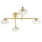 Danby - Brushed Gold Semi Flush Ceiling Light with Ribbed Glass Shades