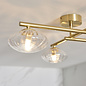 Danby - Brushed Gold Semi Flush Ceiling Light with Ribbed Glass Shades