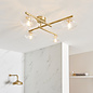 Danby - Brushed Gold Semi Flush Ceiling Light with Ribbed Glass Shades