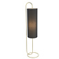 Rowantree - Oval Antique Brass Floor Lamp with Black Shade