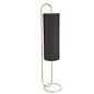 Rowantree - Oval Antique Brass Floor Lamp with Black Shade