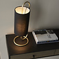 Rowantree - Oval  Antique Brass Table Lamp with Black Shade