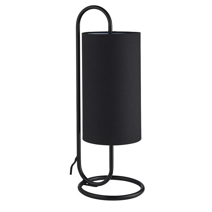 Rowantree - Oval Matt Black Table Lamp with Black Shade