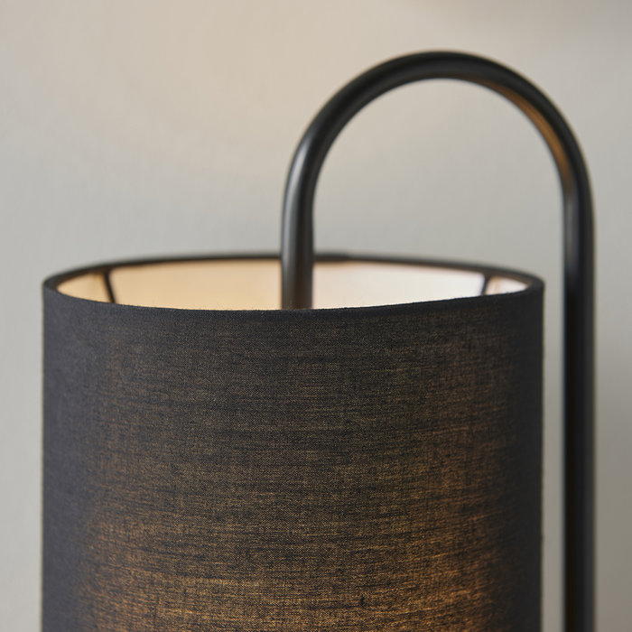 Rowantree - Oval Matt Black Table Lamp with Black Shade