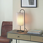 Rowantree - Oval Matt Black Table Lamp with Grey Shade