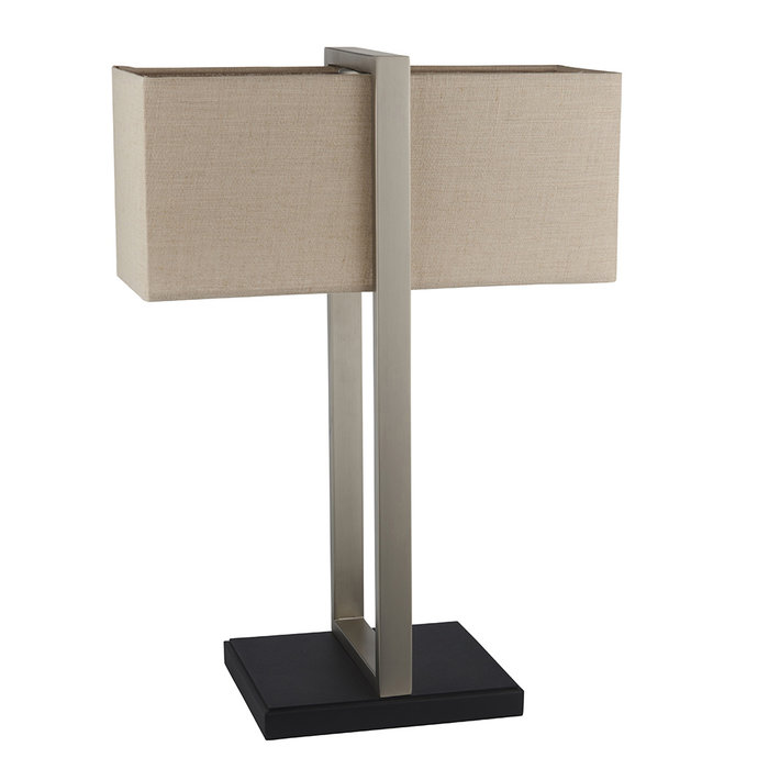 Eskdale - Rectangle Satin Nickel Table Lamp with Natural Shade