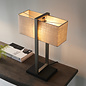Eskdale - Rectangle Satin Nickel Table Lamp with Natural Shade