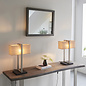 Eskdale - Rectangle Satin Nickel Table Lamp with Natural Shade
