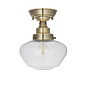 Caygill - Antique Brass Semi Flush Ceiling Light with Glass Shade