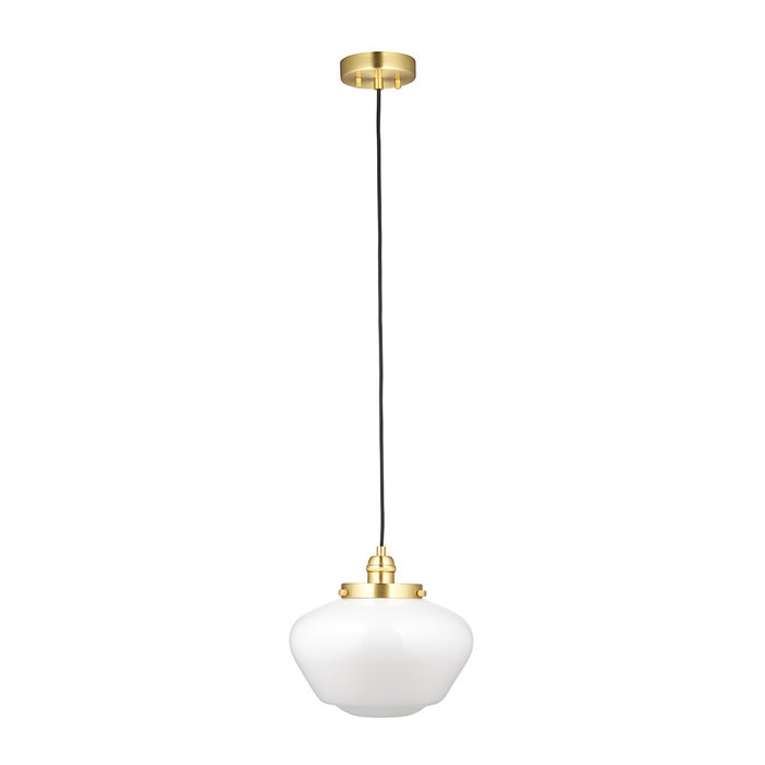 Caygill - Brass Pendant Light with Opal Glass Shade