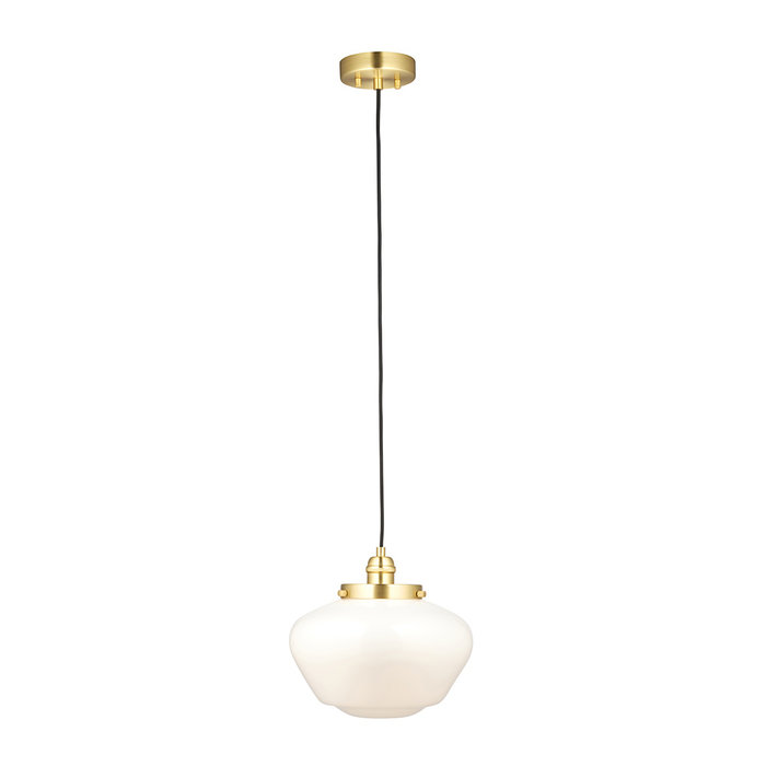 Caygill - Brass Pendant Light with Opal Glass Shade