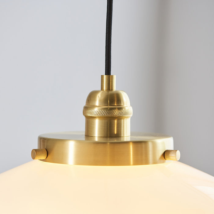 Caygill - Brass Pendant Light with Opal Glass Shade