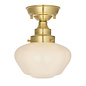 Caygill - Satin Brass Semi Flush Ceiling Light with Opal Glass Shade