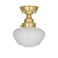 Caygill - Satin Brass Semi Flush Ceiling Light with Opal Glass Shade