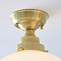 Caygill - Satin Brass Semi Flush Ceiling Light with Opal Glass Shade