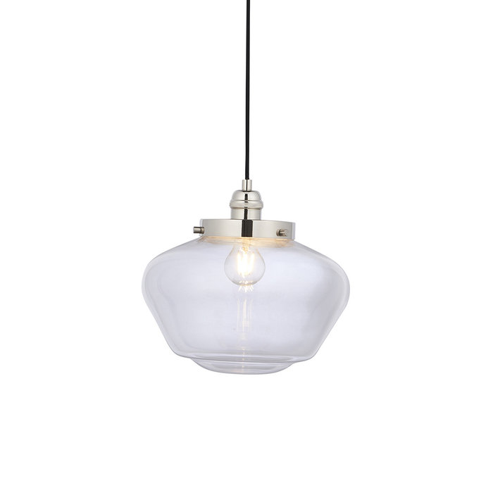 Caygill - Bright Nickel Pendant Light with Glass Shade