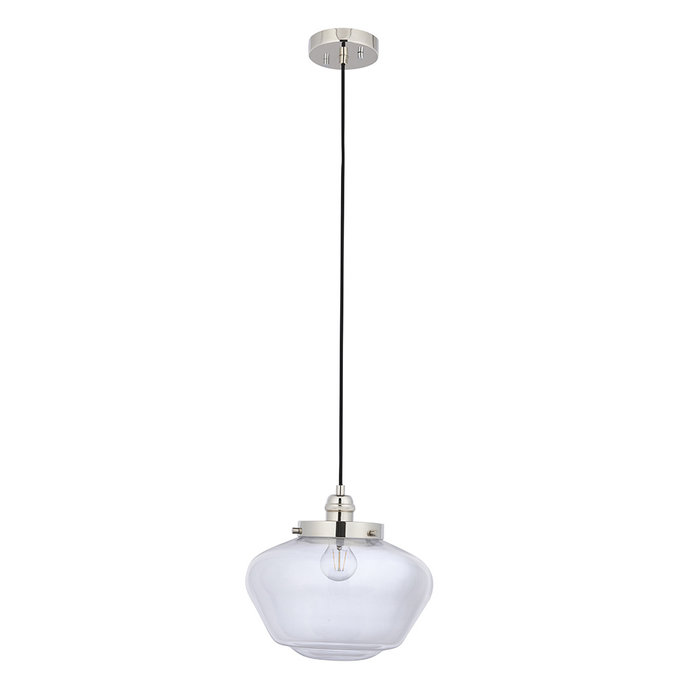 Caygill - Bright Nickel Pendant Light with Glass Shade