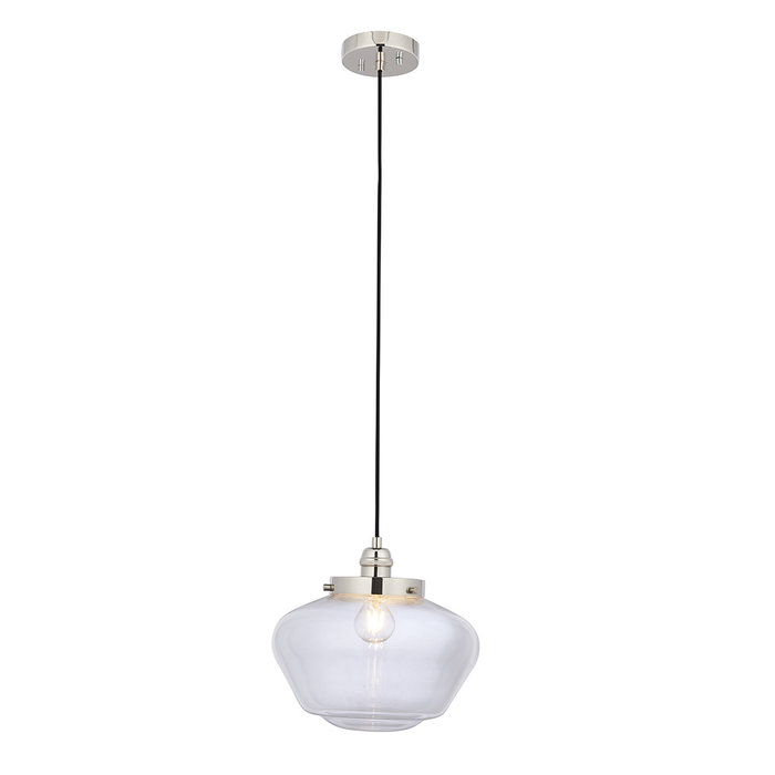 Caygill - Bright Nickel Pendant Light with Glass Shade
