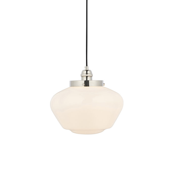 Caygill - Bright Nickel Pendant Light with Opal Glass Shade