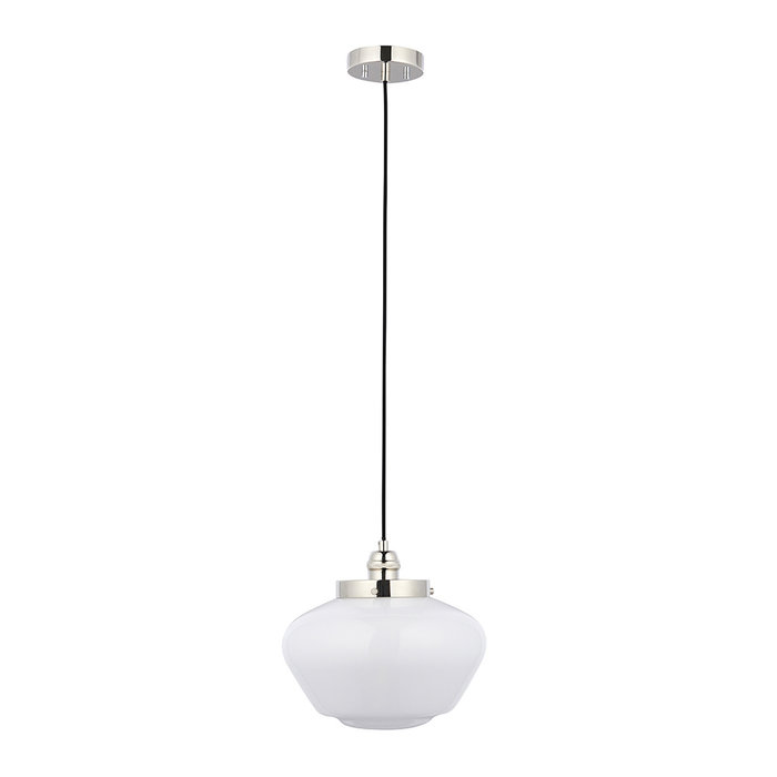 Caygill - Bright Nickel Pendant Light with Opal Glass Shade