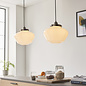 Caygill - Bright Nickel Pendant Light with Opal Glass Shade