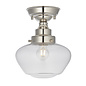 Caygill -  Bright Nickel Semi Flush Ceiling Light with Glass Shade