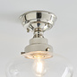 Caygill -  Bright Nickel Semi Flush Ceiling Light with Glass Shade
