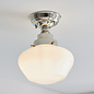 Caygill - Bright Nickel Semi Flush Ceiling Light with Opal Glass Shade