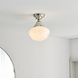 Caygill - Bright Nickel Semi Flush Ceiling Light with Opal Glass Shade