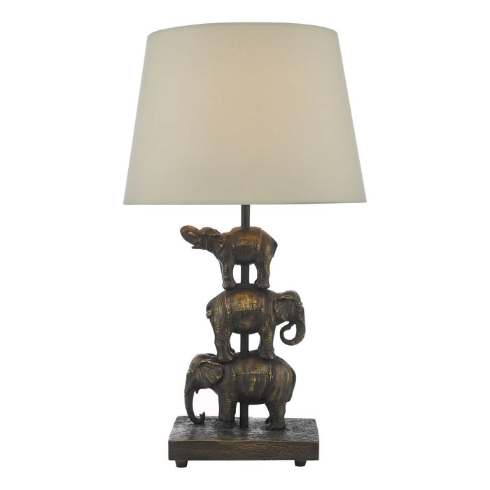 Alina Elephant Table Lamp Antique Bronze With Shade