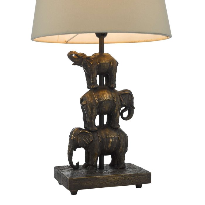 Alina Elephant Table Lamp Antique Bronze With Shade