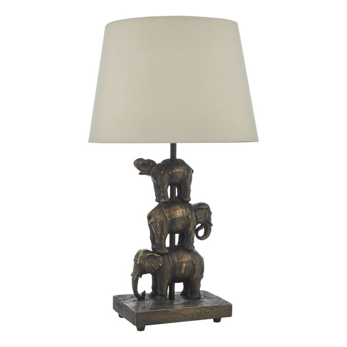 Alina Elephant Table Lamp Antique Bronze With Shade