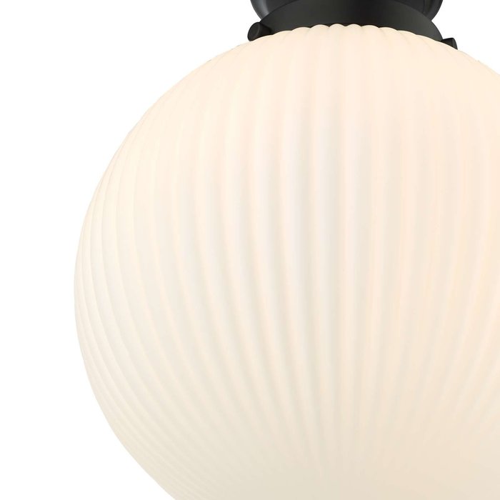 Alrik 1 Light Flush Ceiling Light - Matt Black Opal Glass IP44