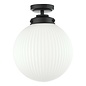 Alrik 1 Light Flush Ceiling Light - Matt Black Opal Glass IP44