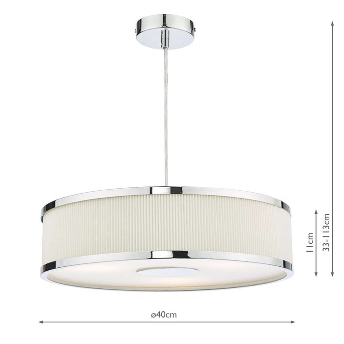 Alvaro 3 Light Single Pendant Light - Polished Chrome Ivory