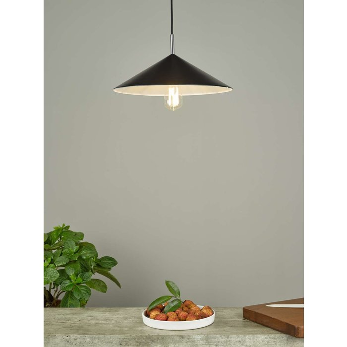 Apex 1 Light Single Pendant Light - Matt Black Polished Chrome