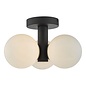 Blake 3 Light Semi Flush Ceiling Light - Matt Black Opal Glass