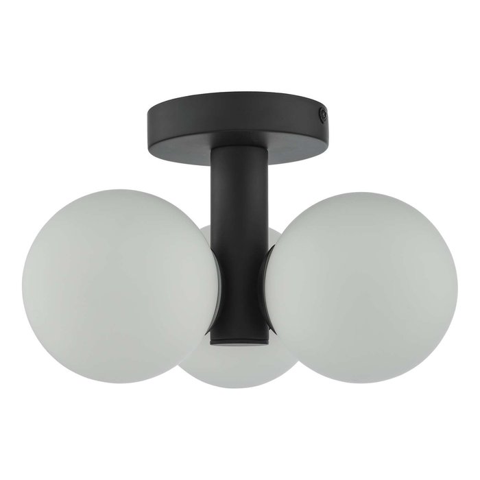 Blake 3 Light Semi Flush Ceiling Light - Matt Black Opal Glass