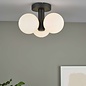 Blake 3 Light Semi Flush Ceiling Light - Matt Black Opal Glass